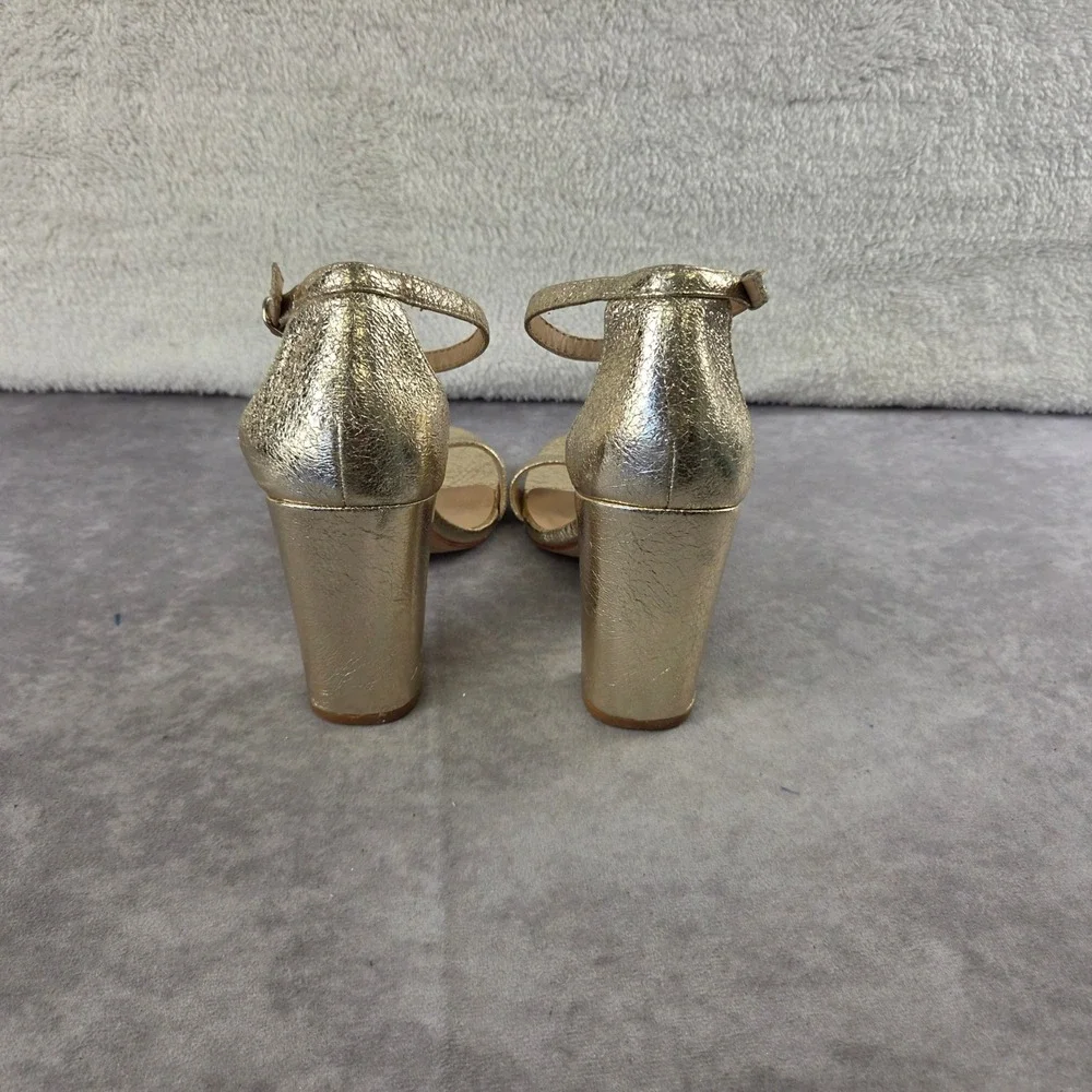 A New Day Womens Gold Metallic Block Heel Strappy Sandals Size 8 S2153